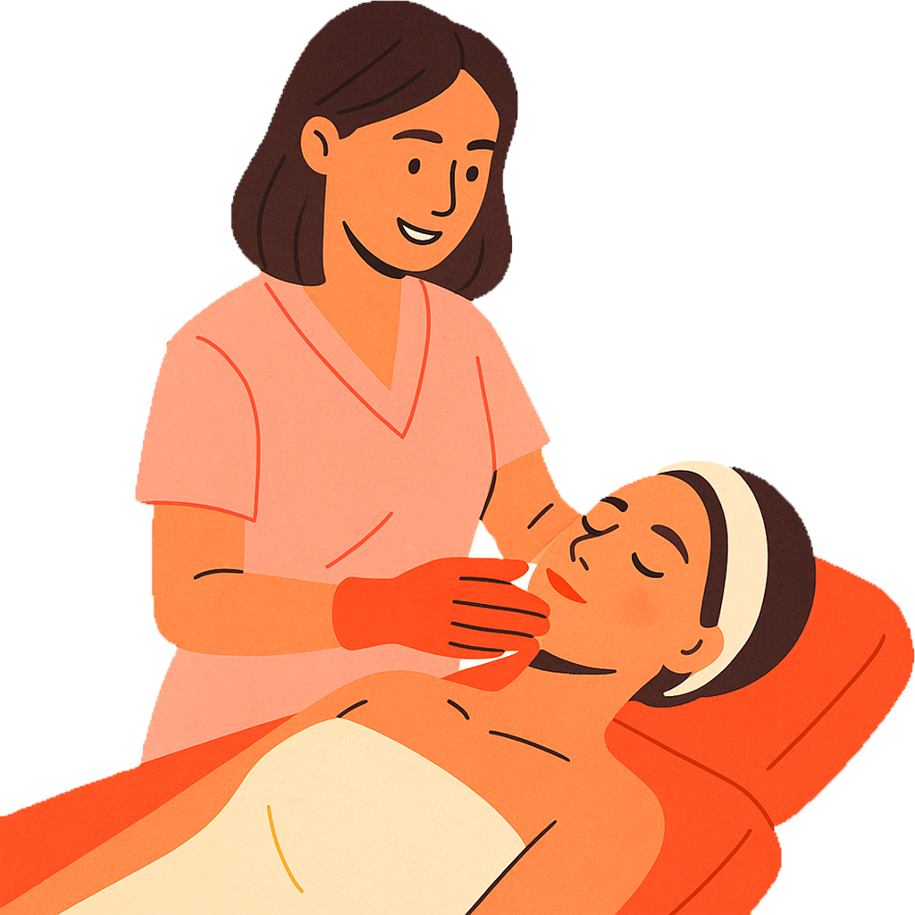 Cosmetóloga atendiendo a una clienta